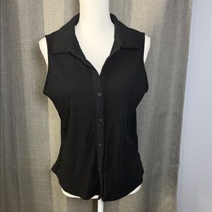 a new day Black Sleeveless Button-Down Shirt